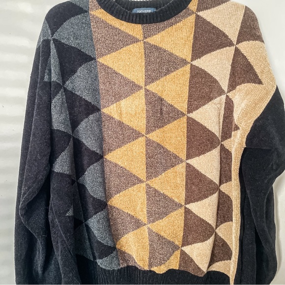 Black, brown and cream Grandpa Geometric Sweater Dockers Medium Triangles - Picture 3 of 3